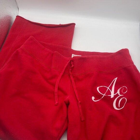 Y2K American Eagle Sweatpants Womens XL Red Wide Leg Low Rise Drawstring X - Picture 12 of 12
